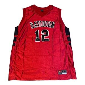 VTG Nike Team NCAA Davidson Wildcats #12 Red Basketball Jersey Rare Adult XXL